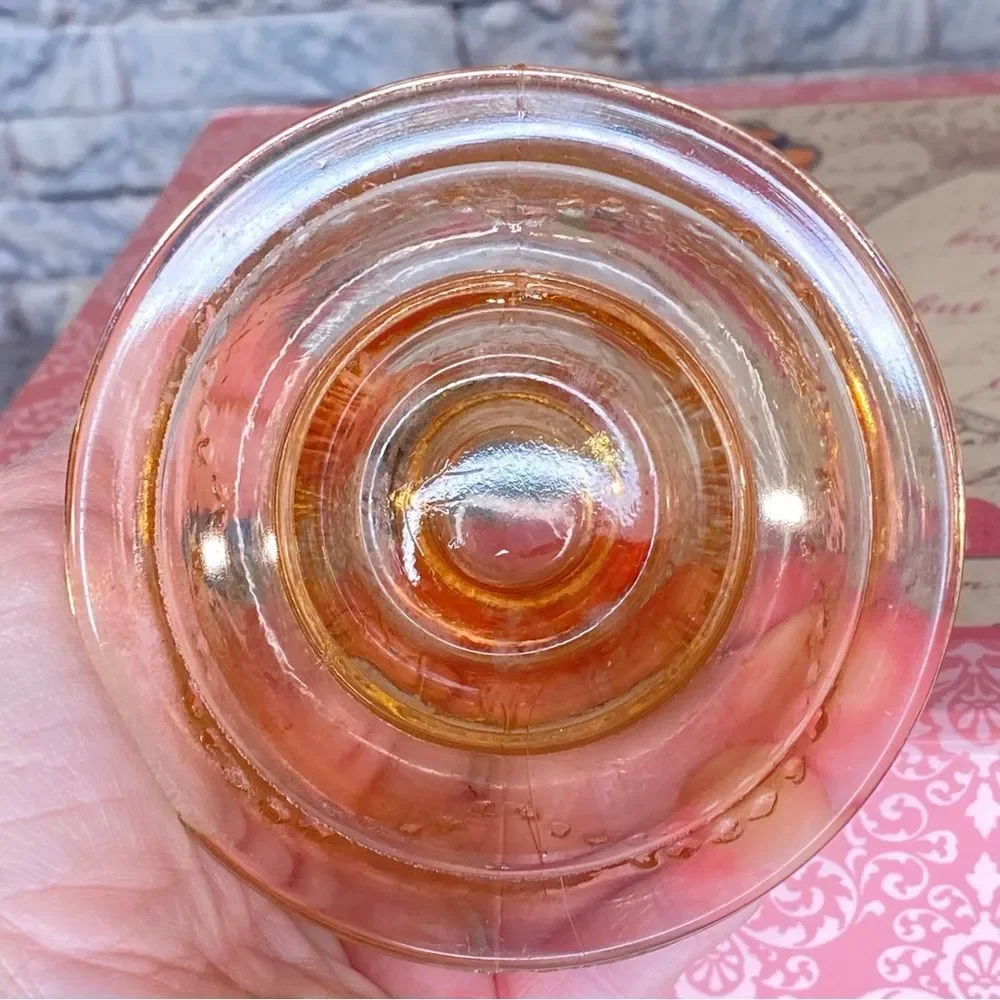 Jeanette Glass Vtg Candle Holder 1930s Depression Glass Cherry Blossom Patten
